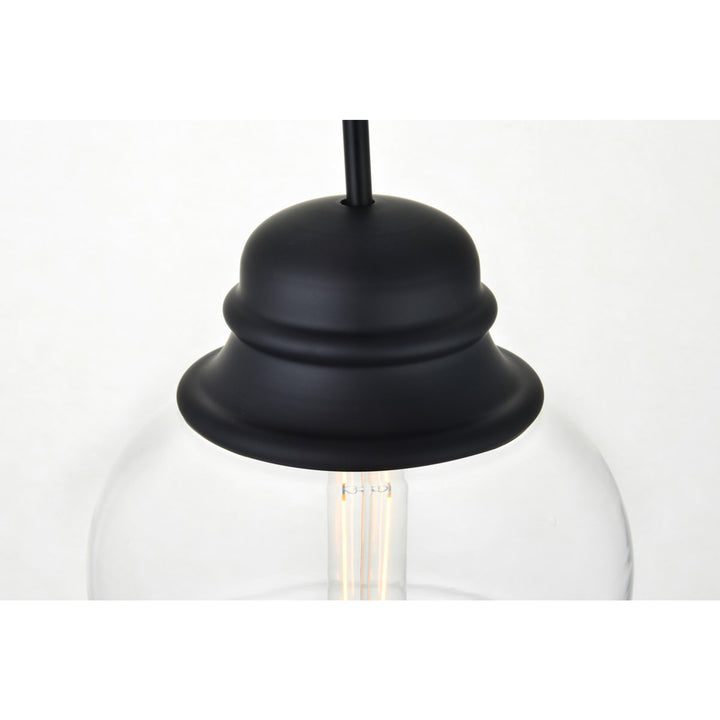1 Light Black Pendant With Clear Glass - View 5 - Joshua Marshal