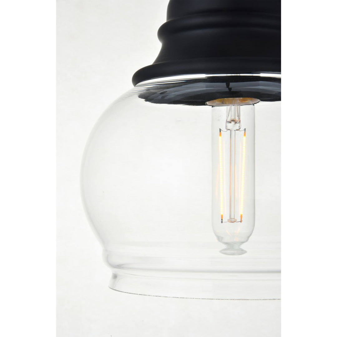 1 Light Black Pendant With Clear Glass - View 6 - Joshua Marshal