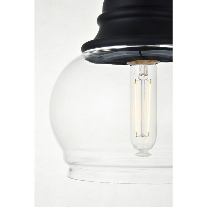 1 Light Black Pendant With Clear Glass - View 6 - Joshua Marshal