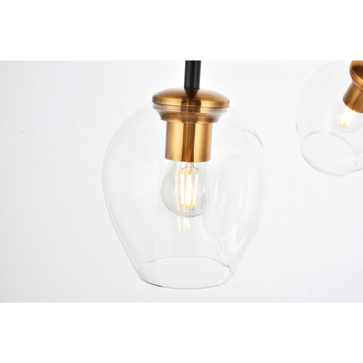 5 Light In Light Antique Brass And Flat Black Pendant - View 5 - Joshua Marshal