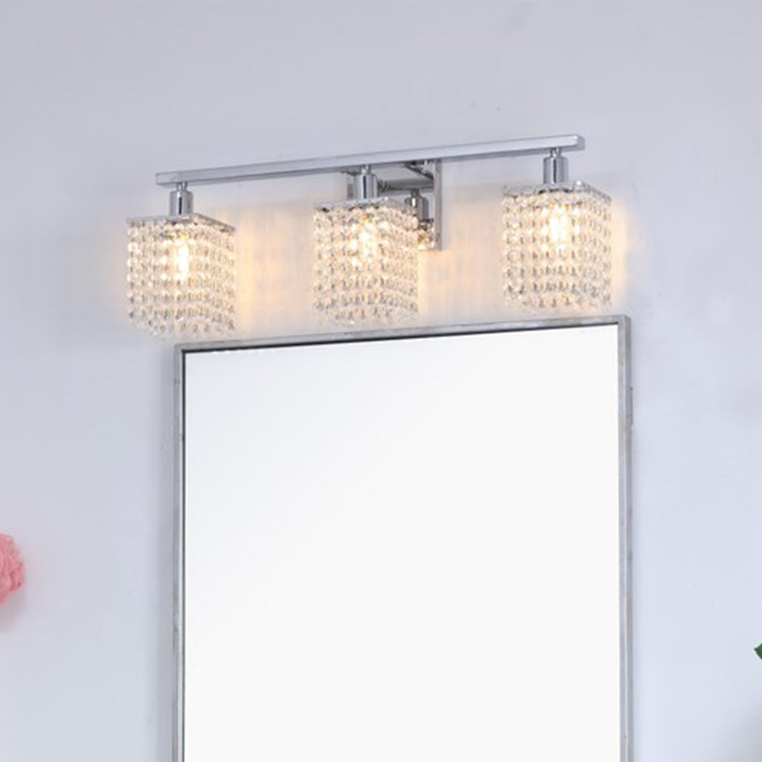 3 Light Chrome And Clear Crystals Wall Sconce Chrome And Clear Crystals Finish - LIGHTING by Joshua Marshal