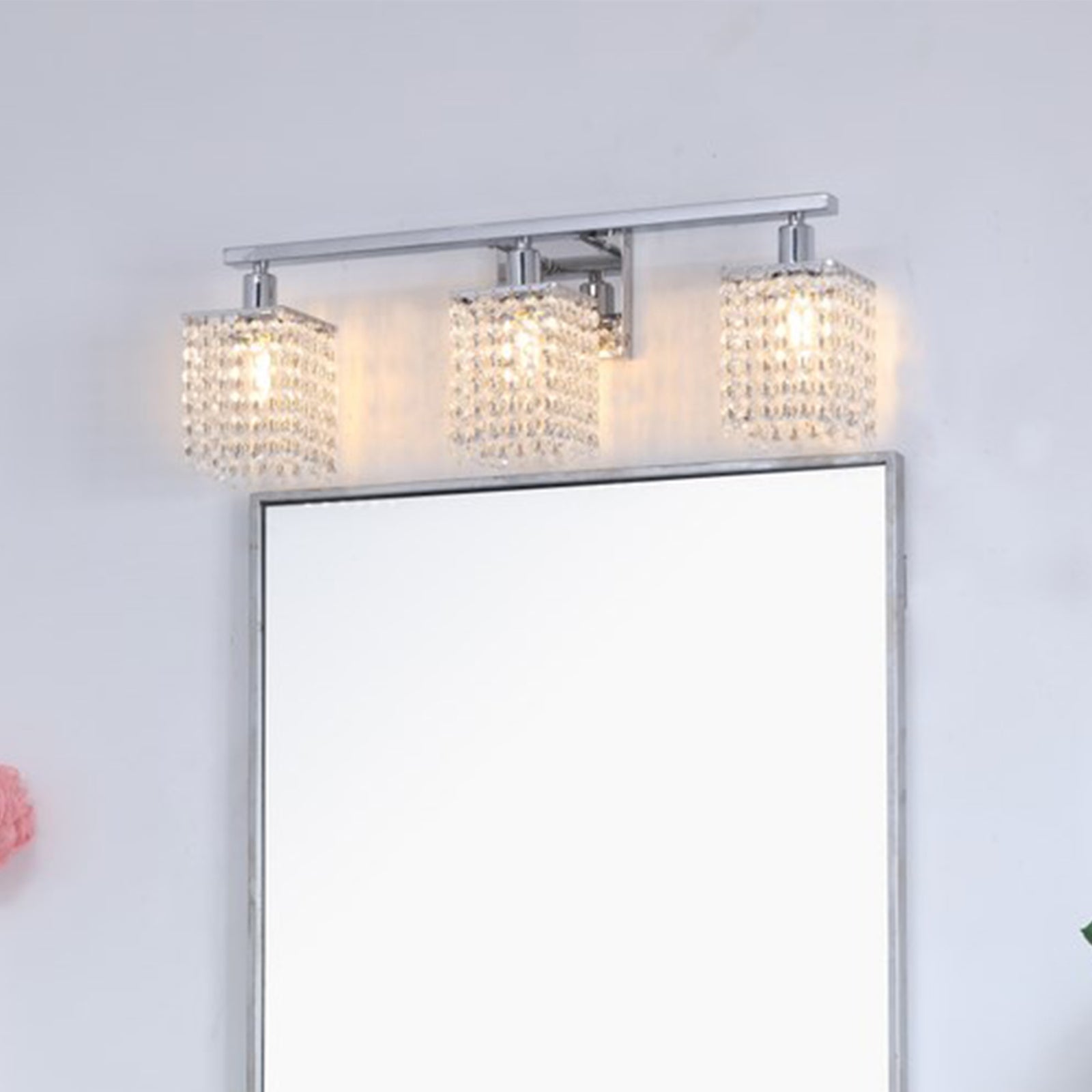3 Light Chrome And Clear Crystals Wall Sconce Chrome And Clear Crystals Finish - LIGHTING by Joshua Marshal