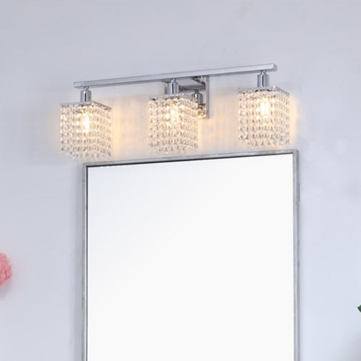 3 Light Chrome And Clear Crystals Wall Sconce Chrome And Clear Crystals Finish - LIGHTING by Joshua Marshal
