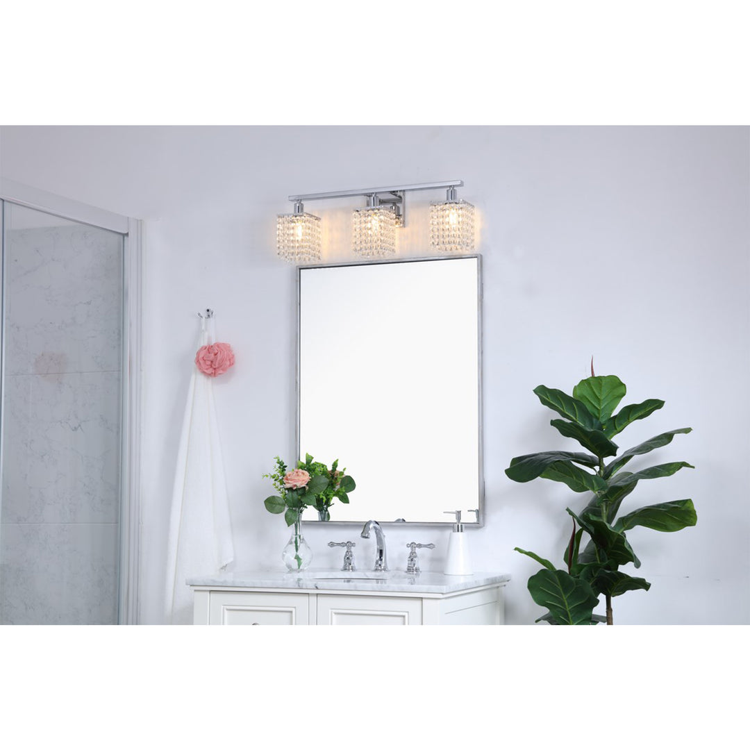 3 Light Chrome And Clear Crystals Wall Sconce - View 2 - Joshua Marshal