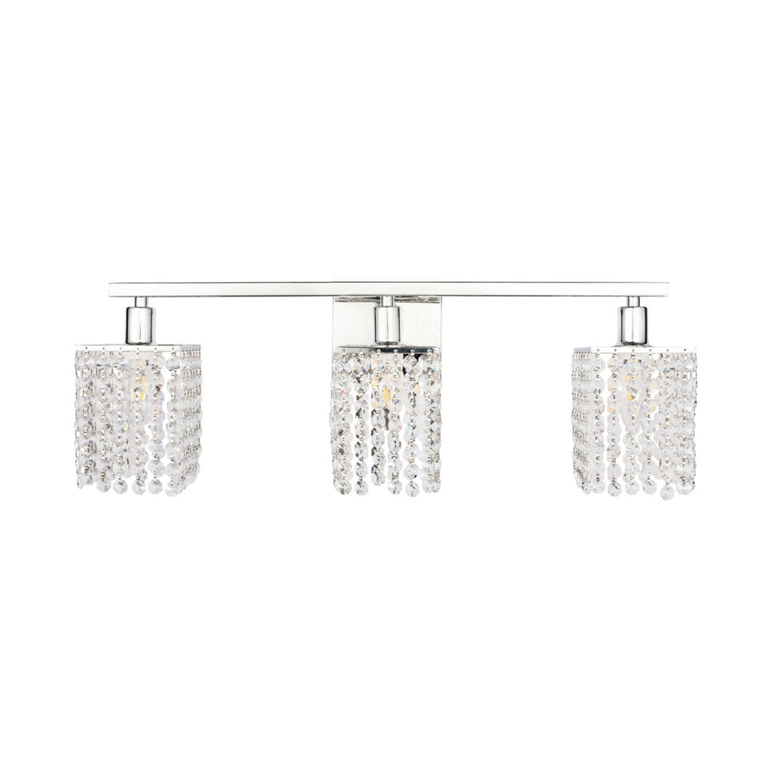 3 Light Chrome And Clear Crystals Wall Sconce - View 3 - Joshua Marshal