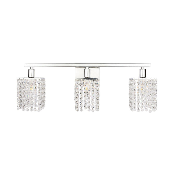 3 Light Chrome And Clear Crystals Wall Sconce - View 3 - Joshua Marshal
