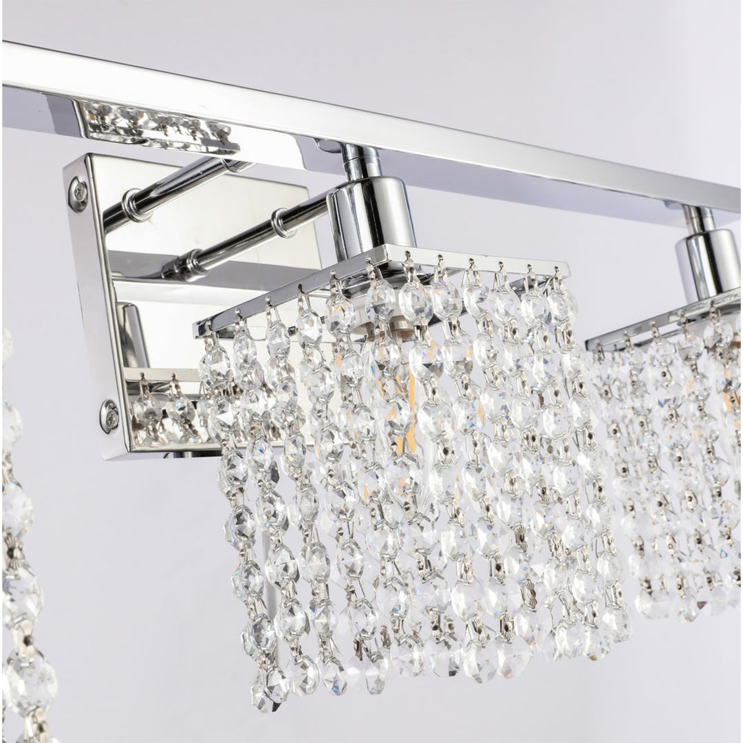 3 Light Chrome And Clear Crystals Wall Sconce - View 5 - Joshua Marshal