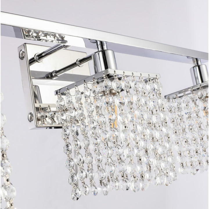 3 Light Chrome And Clear Crystals Wall Sconce - View 5 - Joshua Marshal