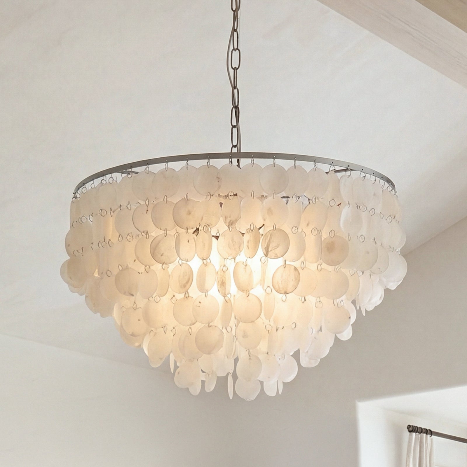 6 Light Chrome Pendant Chrome And White Finish - LIGHTING by Joshua Marshal