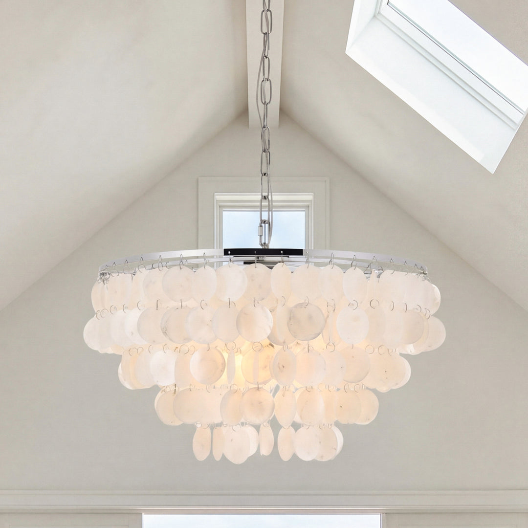 4 Light Chrome Pendant Chrome And White Finish - LIGHTING by Joshua Marshal