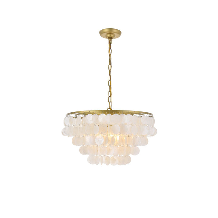 4 Light Brass Pendant - View 3 - Joshua Marshal