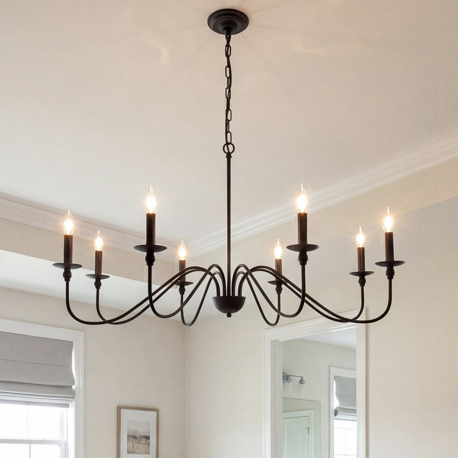 8 Light Matte Black Pendant Matte Black Finish - LIGHTING by Joshua Marshal