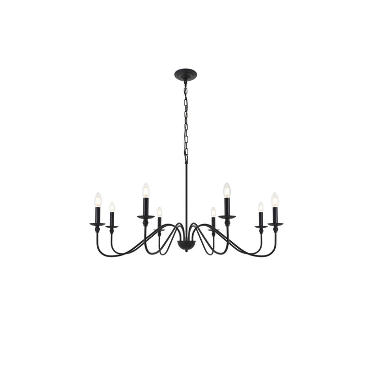 8 Light Matte Black Pendant - View 3 - Joshua Marshal