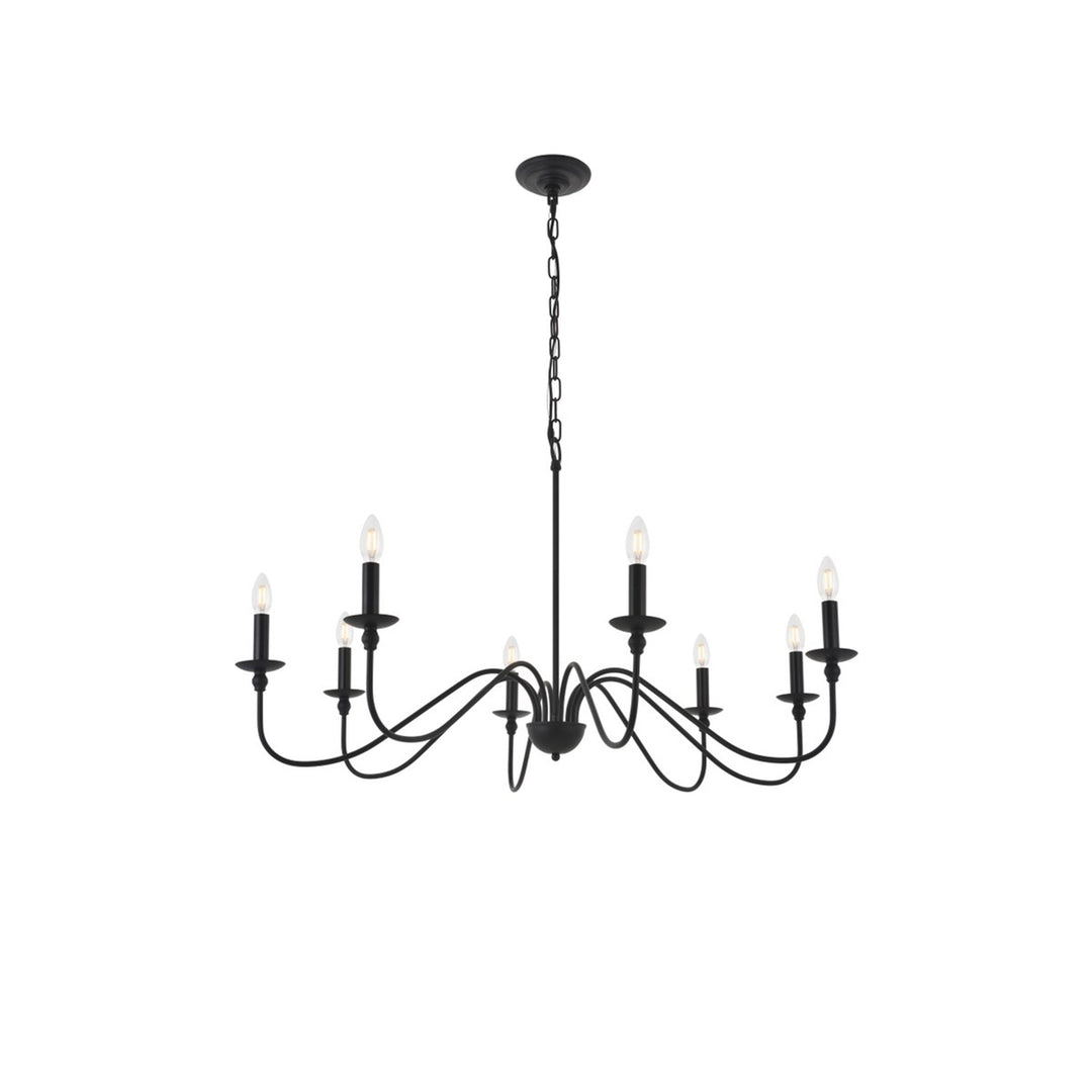 8 Light Matte Black Pendant - View 4 - Joshua Marshal