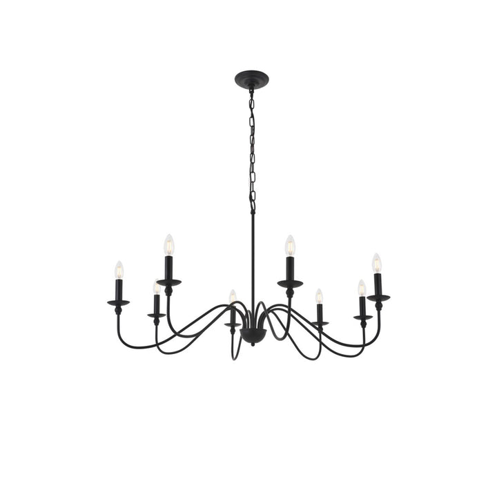 8 Light Matte Black Pendant - View 4 - Joshua Marshal
