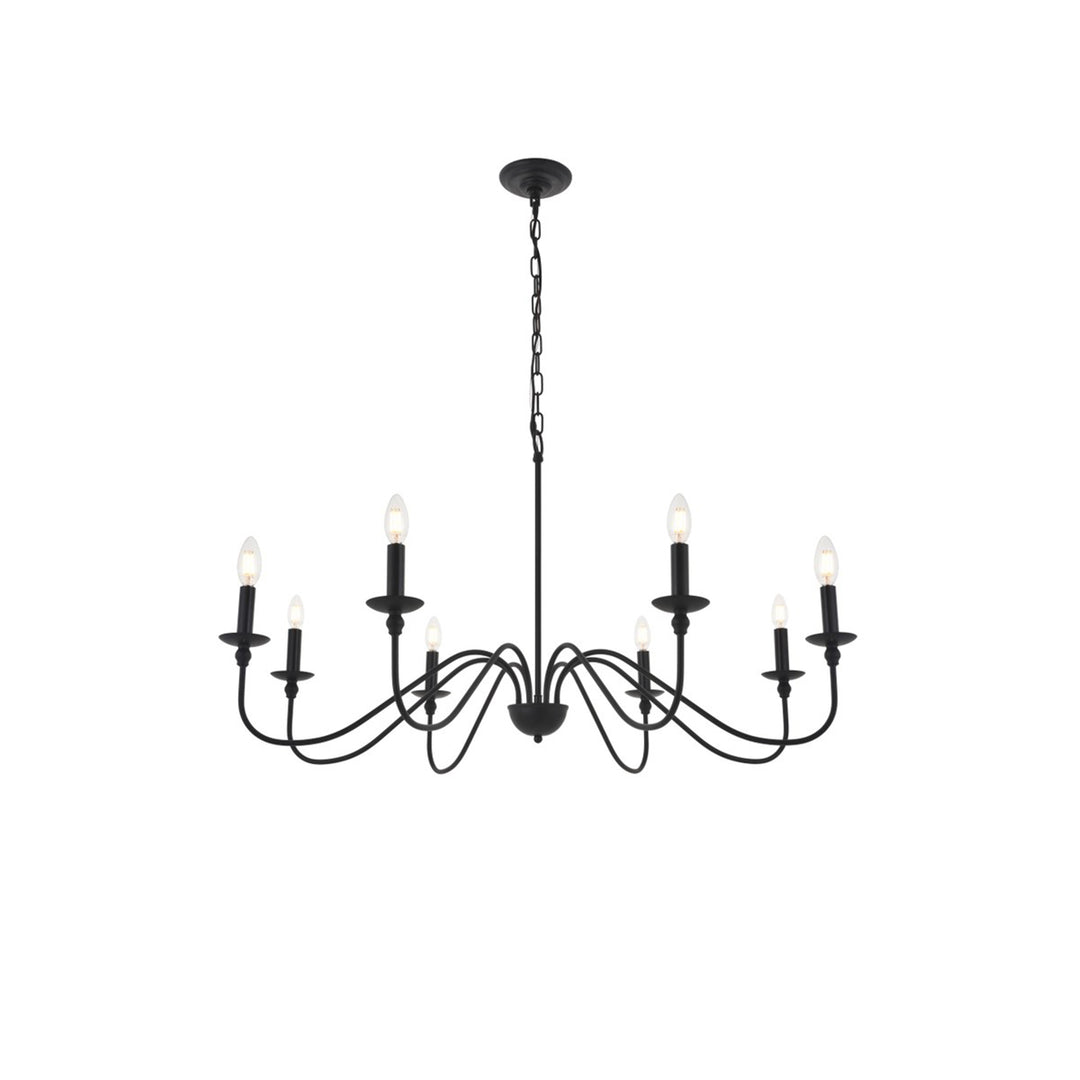 8 Light Matte Black Pendant - View 5 - Joshua Marshal
