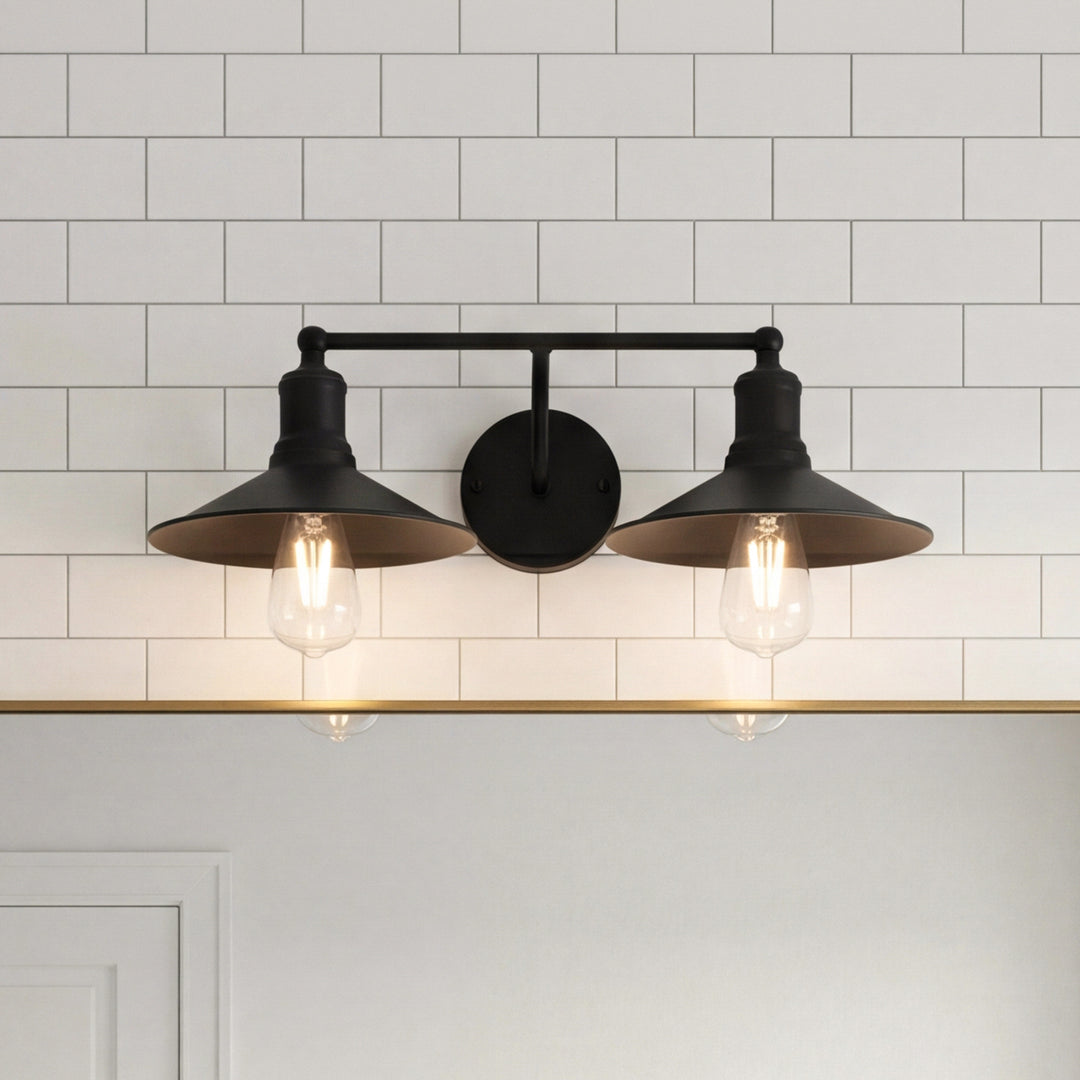 2 Light Black Wall Sconce Black Finish - LIGHTING by Joshua Marshal