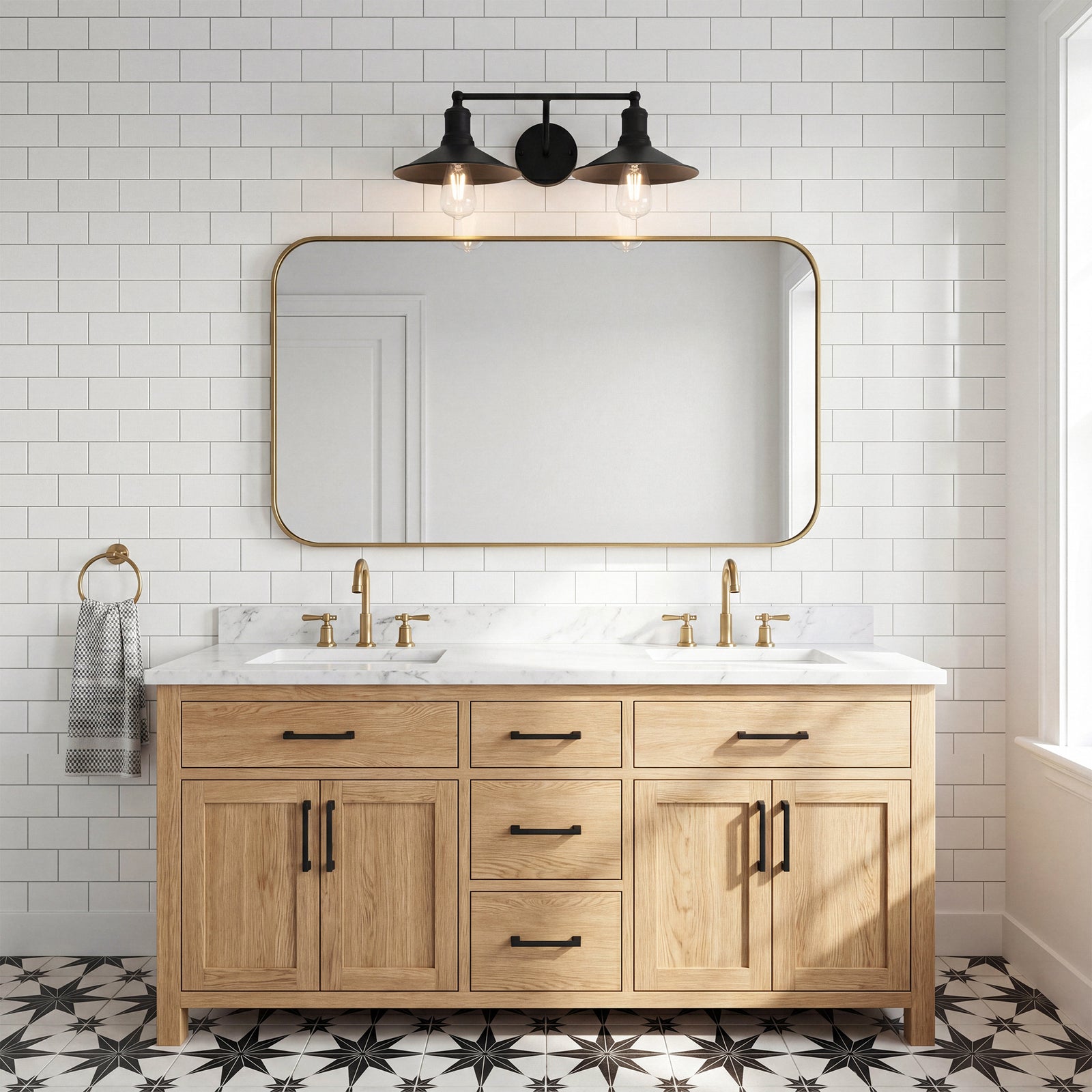 2 Light Black Wall Sconce - View 2 - Joshua Marshal