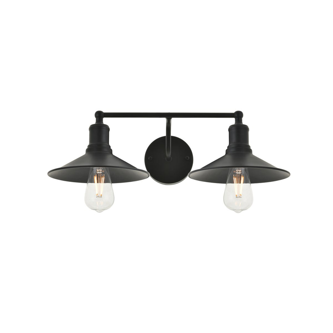 2 Light Black Wall Sconce - View 3 - Joshua Marshal