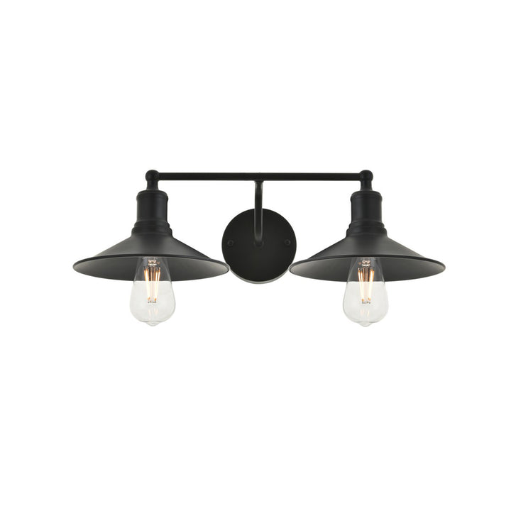 2 Light Black Wall Sconce - View 3 - Joshua Marshal