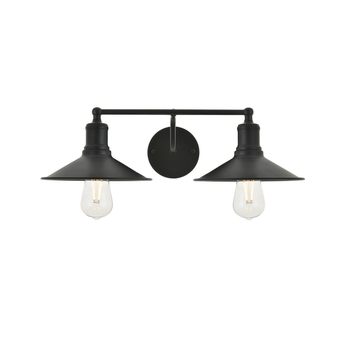 2 Light Black Wall Sconce - View 4 - Joshua Marshal