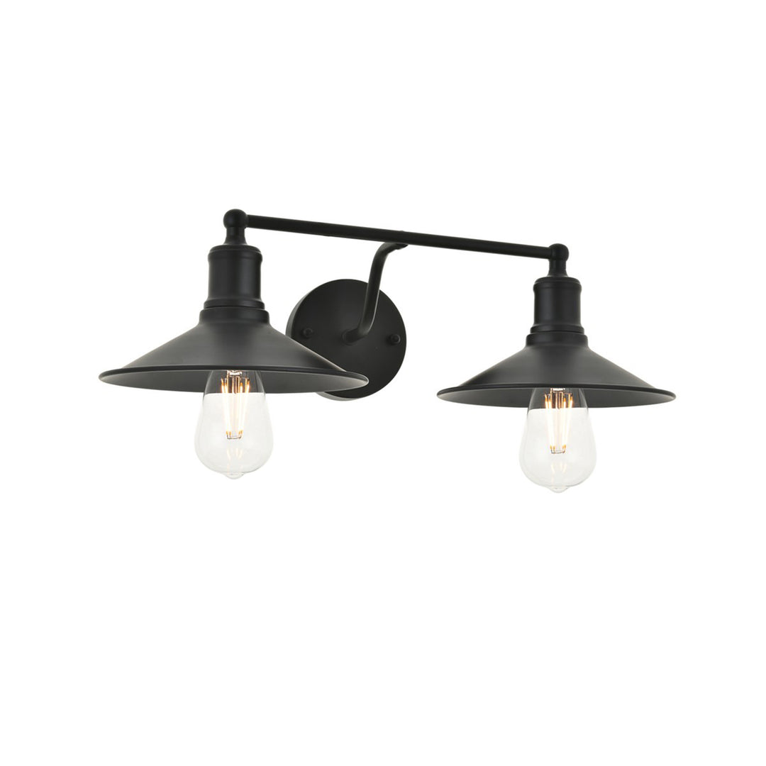 2 Light Black Wall Sconce - View 5 - Joshua Marshal