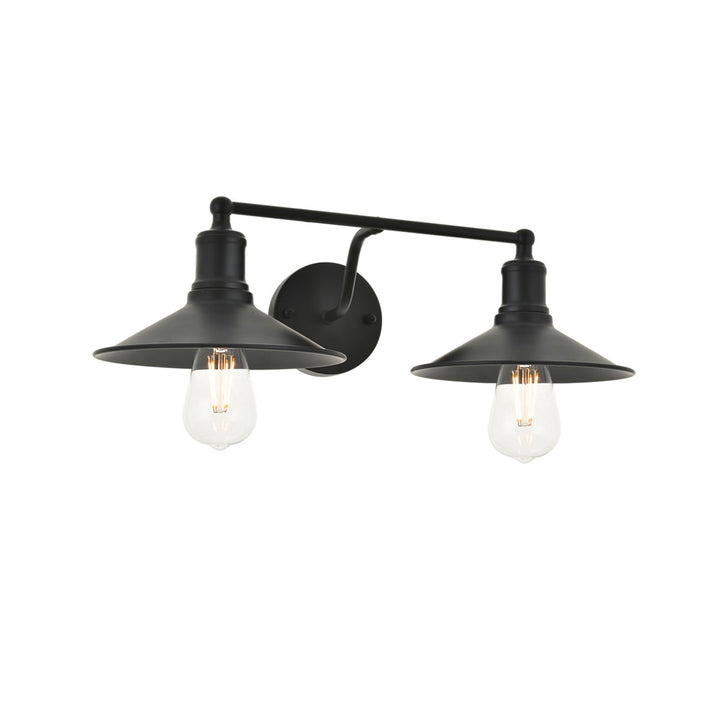 2 Light Black Wall Sconce - View 5 - Joshua Marshal