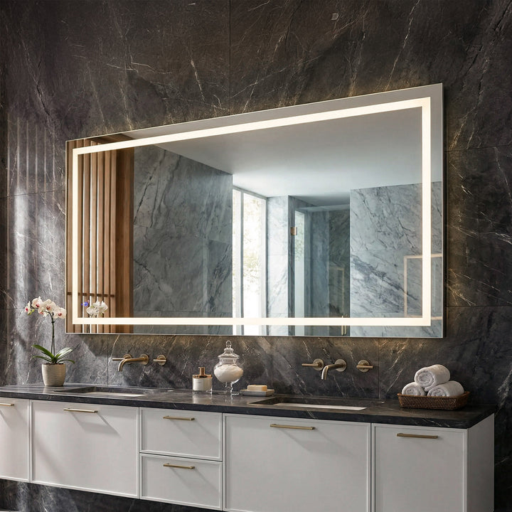 42In X 72In Hardwired Led Mirror With Touch Sensor And Color Changing Silver Finish - DECOR by Joshua Marshal