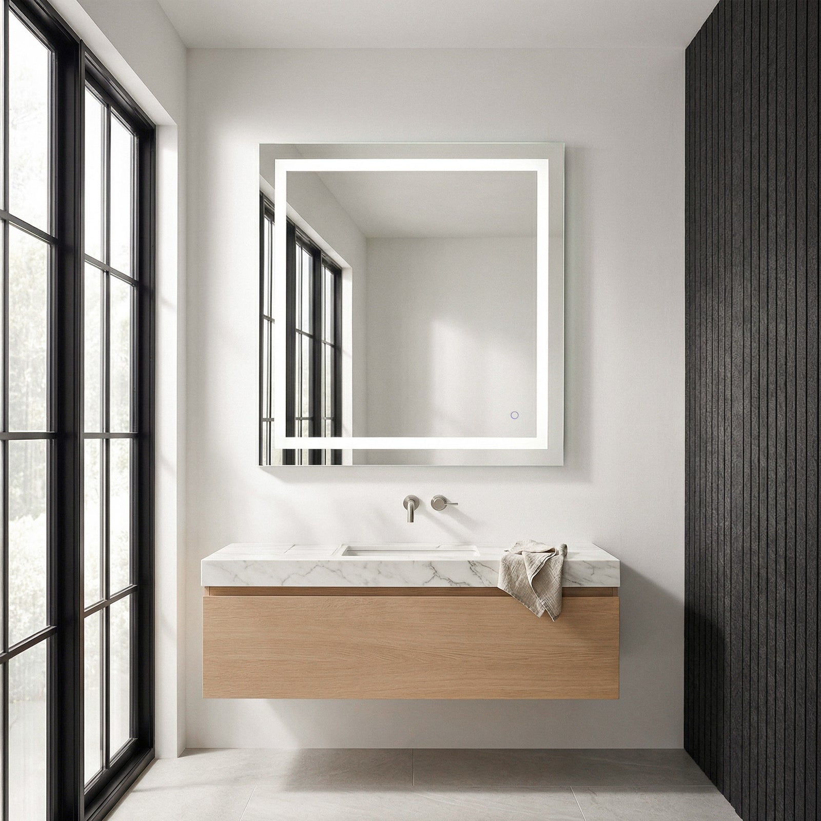 36In X 40In Hardwired Led Mirror With Touch Sensor And Color Changing - View 2 - Joshua Marshal