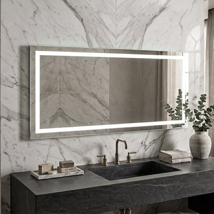 30In X 72In Hardwired Led Mirror With Touch Sensor And Color Changing Silver Finish - DECOR by Joshua Marshal