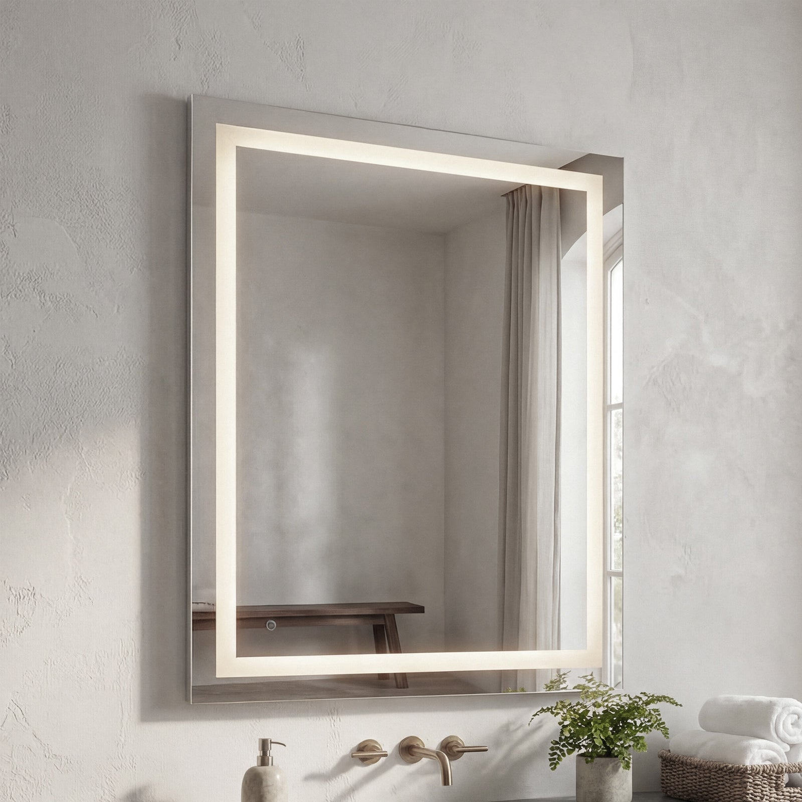 30In X 40In Hardwired Led Mirror With Touch Sensor And Color Changing Silver Finish - DECOR by Joshua Marshal