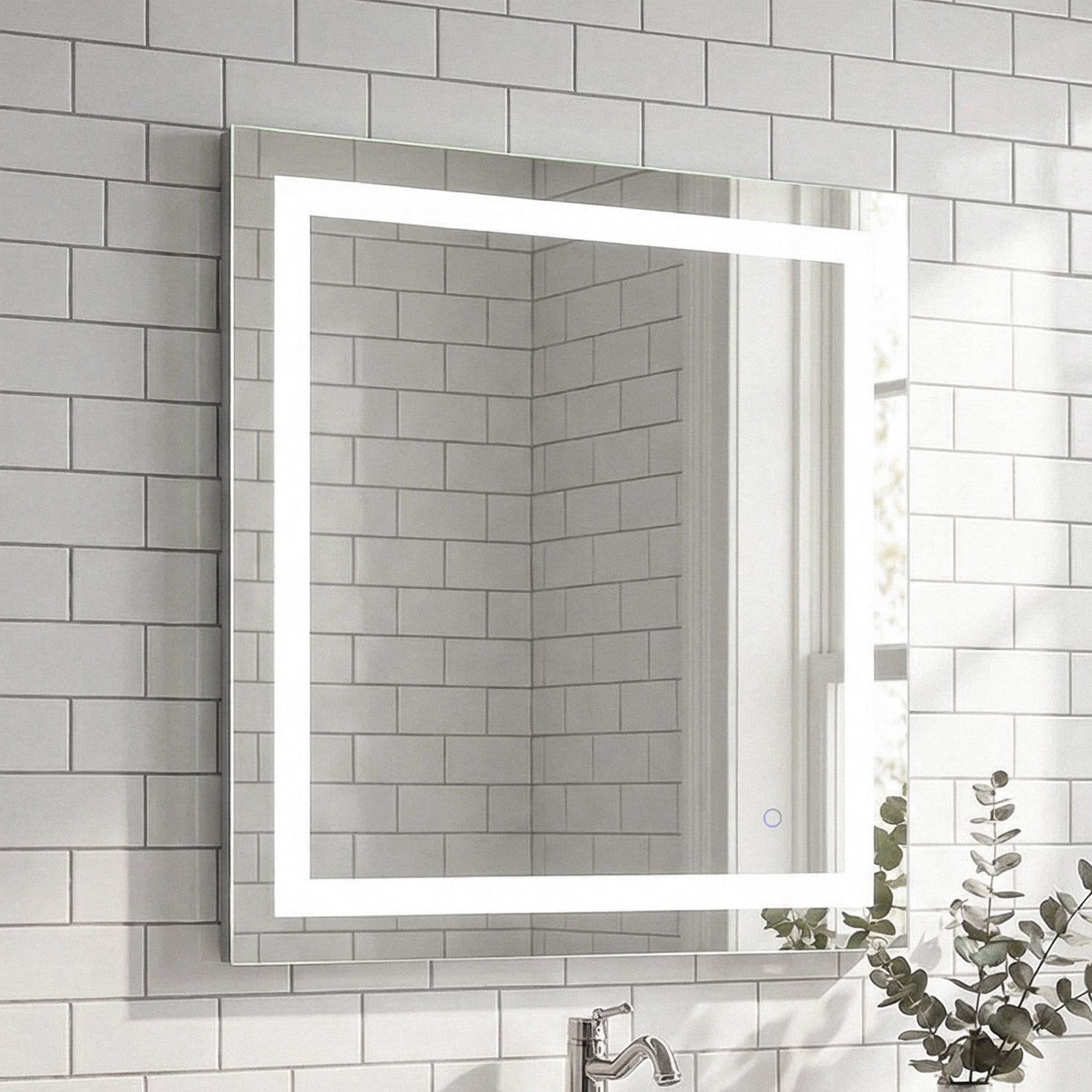 30In X 30In Hardwired Led Mirror With Touch Sensor And Color Changing Silver Finish - DECOR by Joshua Marshal