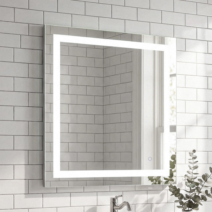 30In X 30In Hardwired Led Mirror With Touch Sensor And Color Changing Silver Finish - DECOR by Joshua Marshal