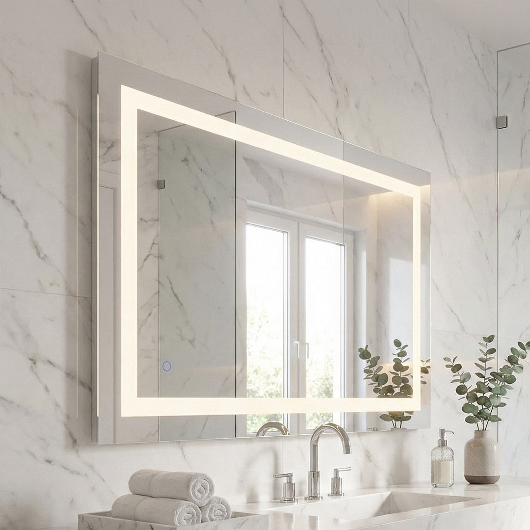 27In X 40In Hardwired Led Mirror With Touch Sensor And Color Changing Silver Finish - DECOR by Joshua Marshal