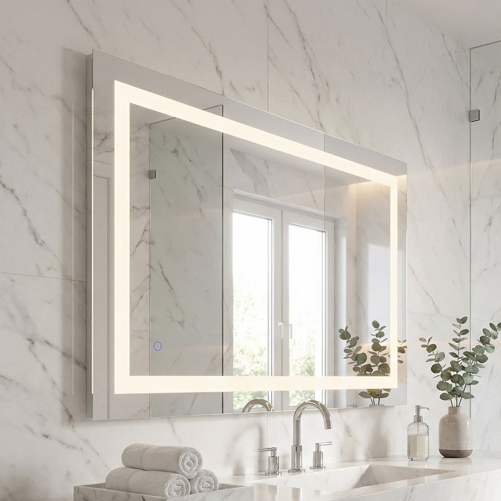 27In X 40In Hardwired Led Mirror With Touch Sensor And Color Changing Silver Finish - DECOR by Joshua Marshal