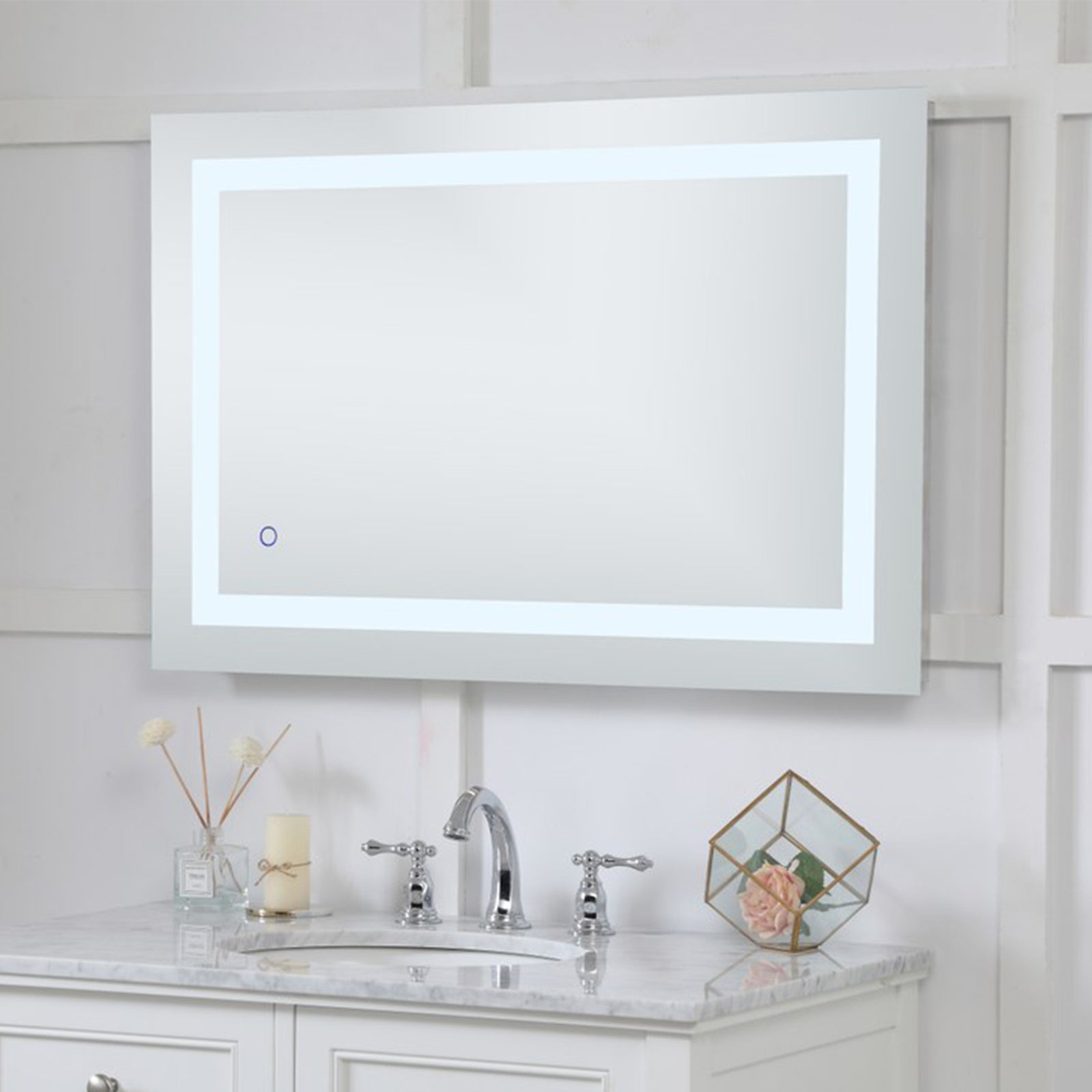 24In X 36In Hardwired Led Mirror With Touch Sensor And Color Changing Silver Finish - DECOR by Joshua Marshal