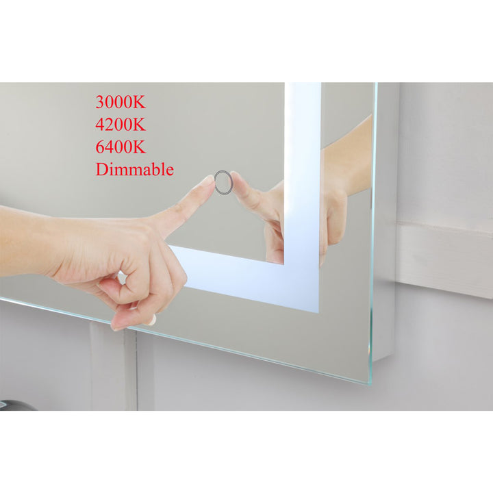 24In X 30In Hardwired Led Mirror With Touch Sensor And Color Changing - View 4 - Joshua Marshal