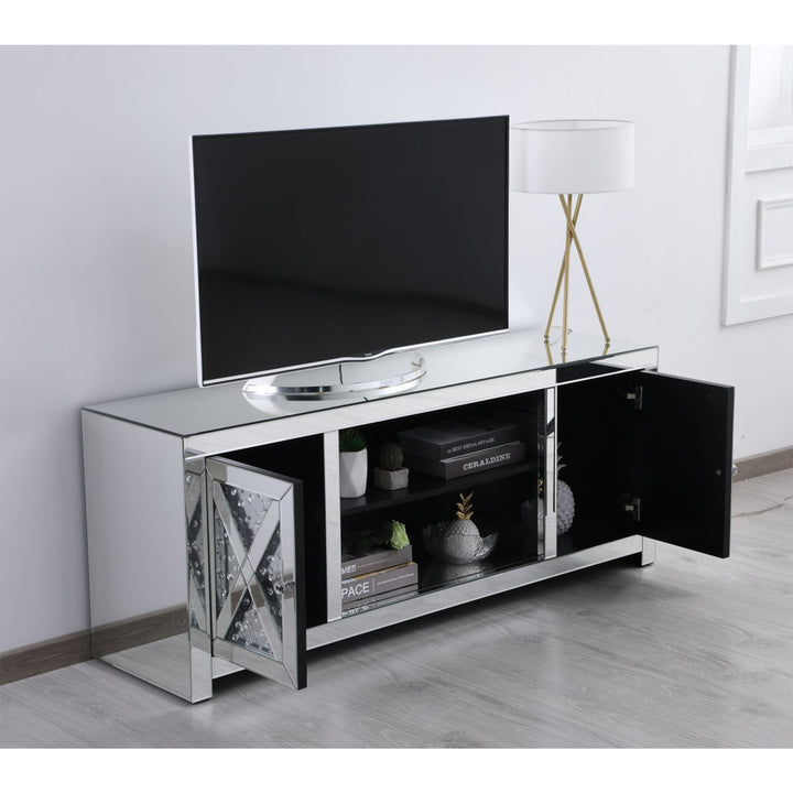 59 In. Crystal Mirrored Tv Stand - View 3 - Joshua Marshal