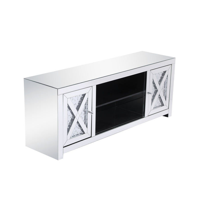 59 In. Crystal Mirrored Tv Stand - View 5 - Joshua Marshal
