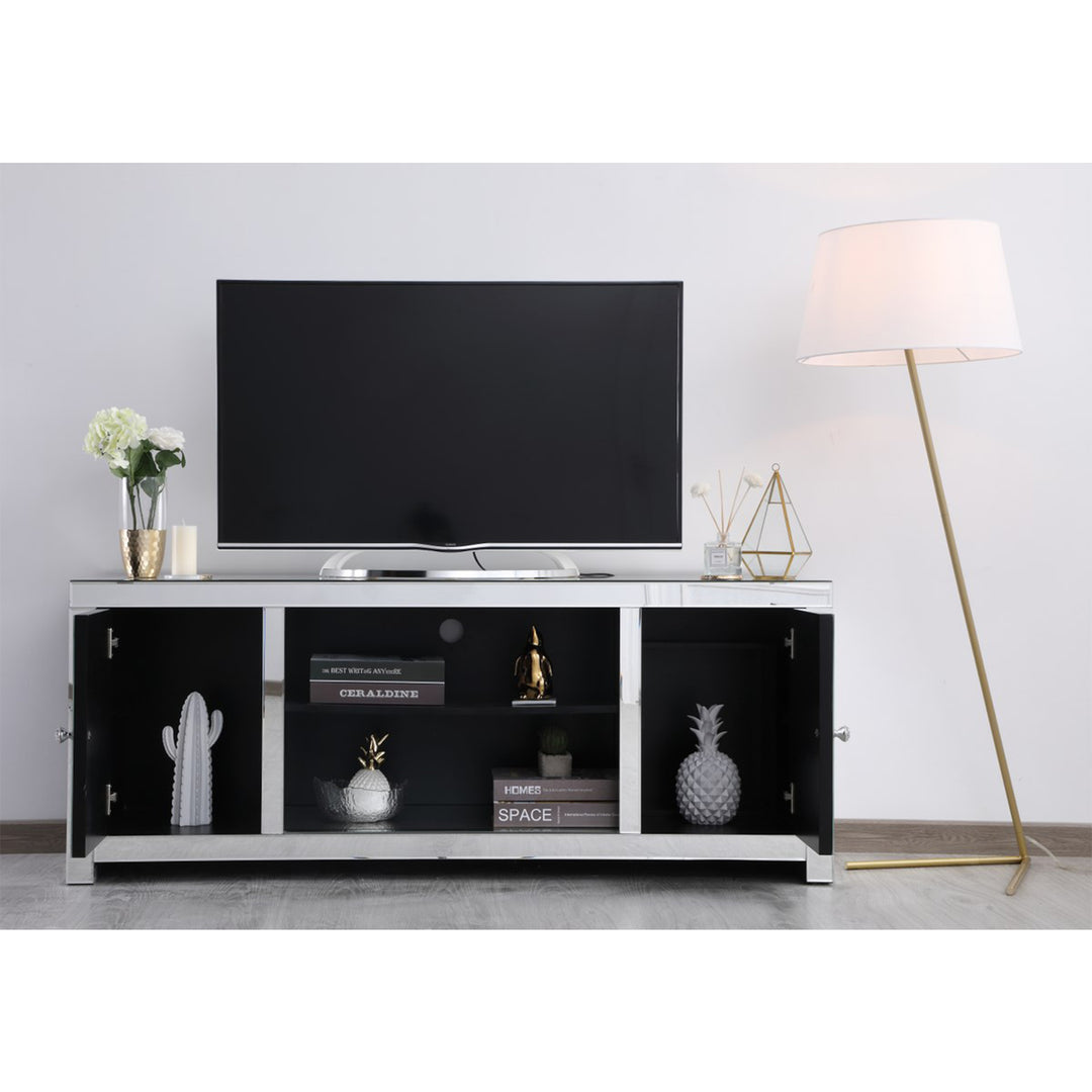 59 In. Crystal Mirrored Tv Stand - View 3 - Joshua Marshal