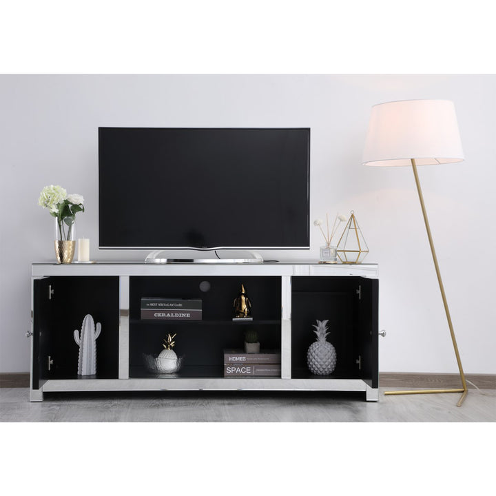 59 In. Crystal Mirrored Tv Stand - View 3 - Joshua Marshal