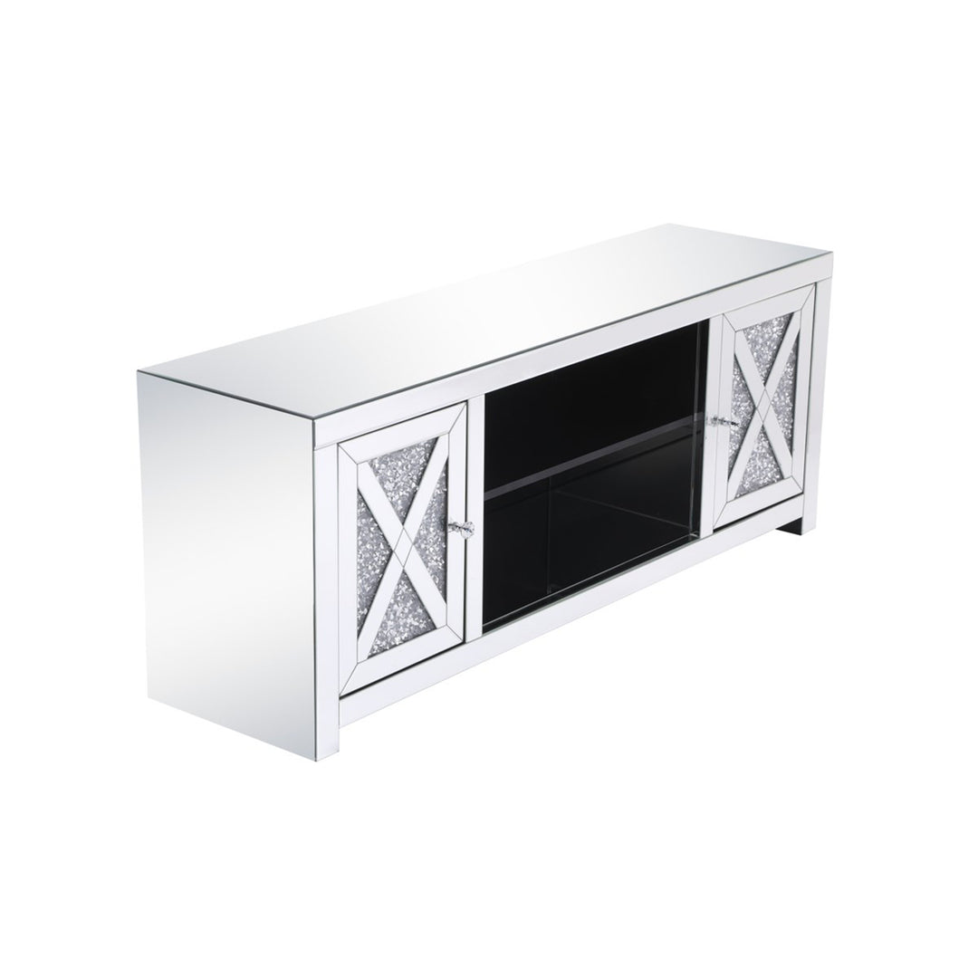 59 In. Crystal Mirrored Tv Stand - View 4 - Joshua Marshal