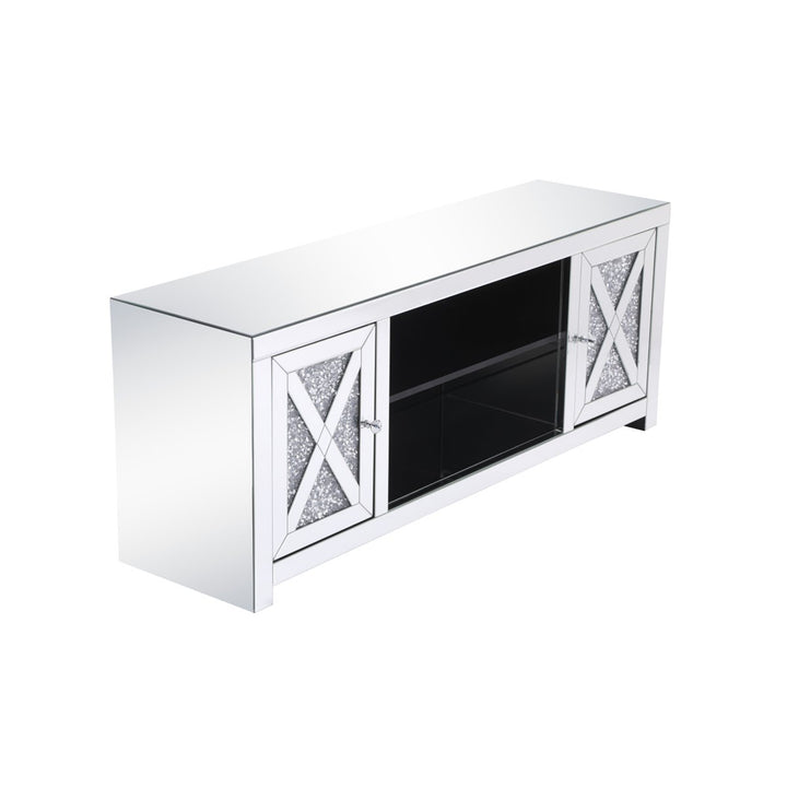 59 In. Crystal Mirrored Tv Stand - View 4 - Joshua Marshal