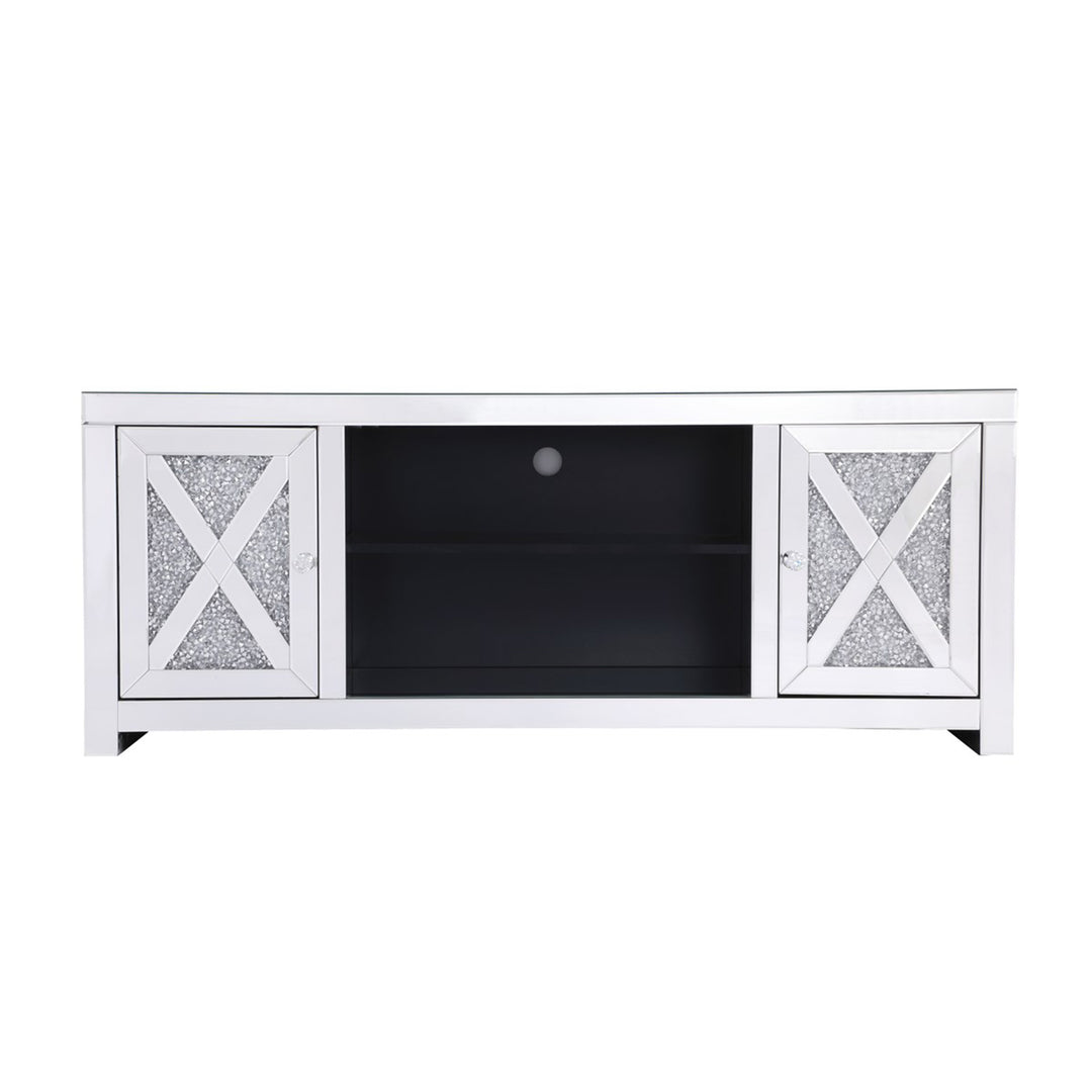 59 In. Crystal Mirrored Tv Stand - View 5 - Joshua Marshal