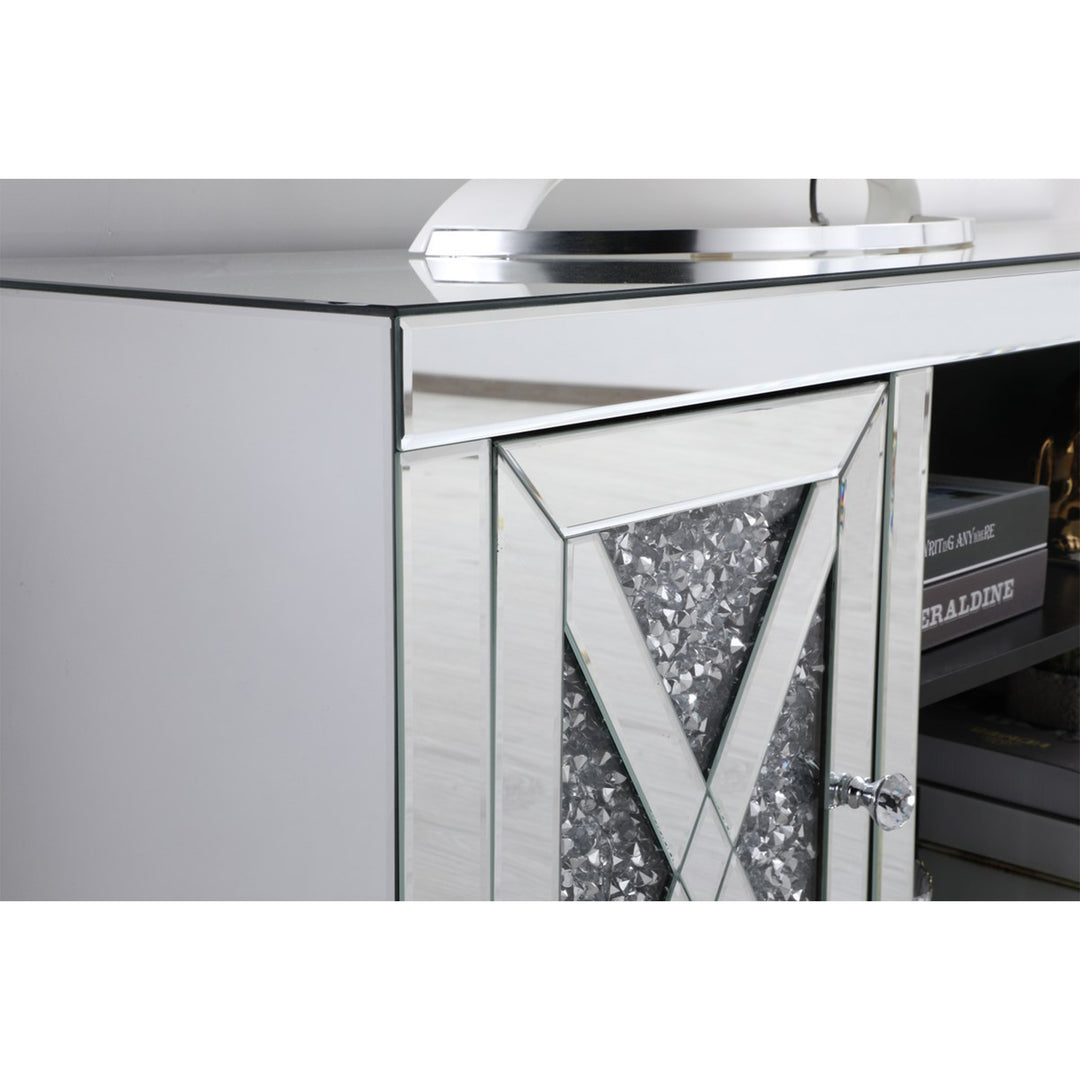 59 In. Crystal Mirrored Tv Stand - View 6 - Joshua Marshal