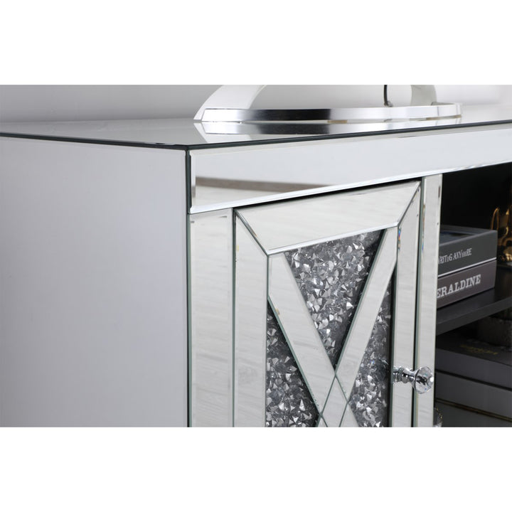 59 In. Crystal Mirrored Tv Stand - View 6 - Joshua Marshal