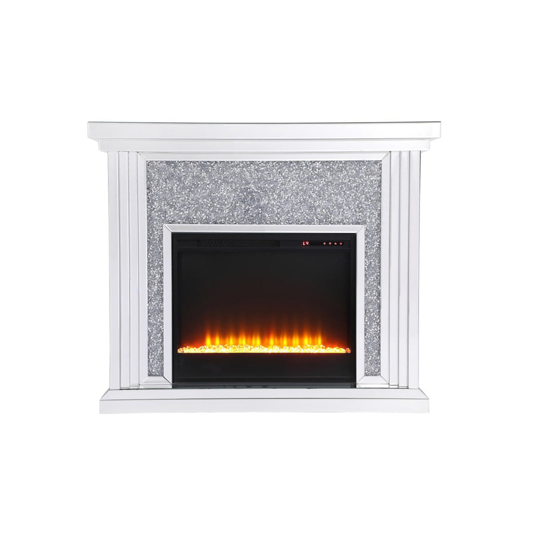 47.5 In. Crystal Mirrored Mantle With Crystal Insert Fireplace - View 3 - Joshua Marshal