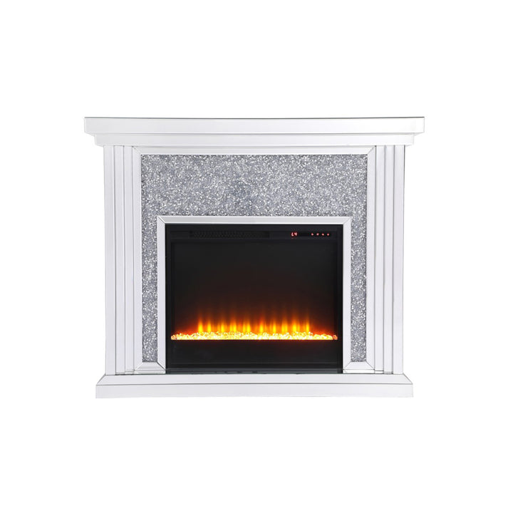 47.5 In. Crystal Mirrored Mantle With Crystal Insert Fireplace - View 3 - Joshua Marshal