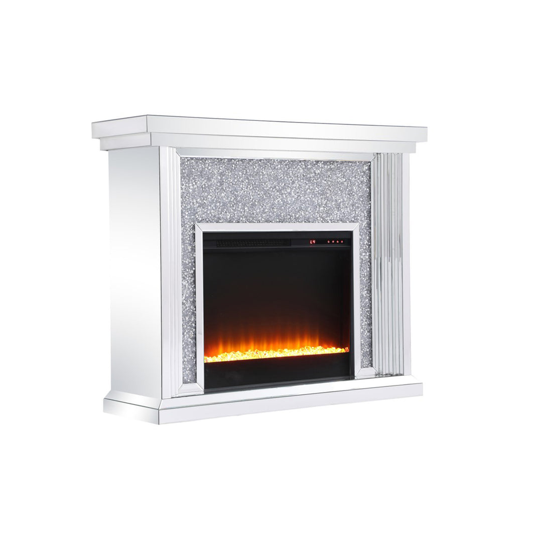 47.5 In. Crystal Mirrored Mantle With Crystal Insert Fireplace - View 4 - Joshua Marshal