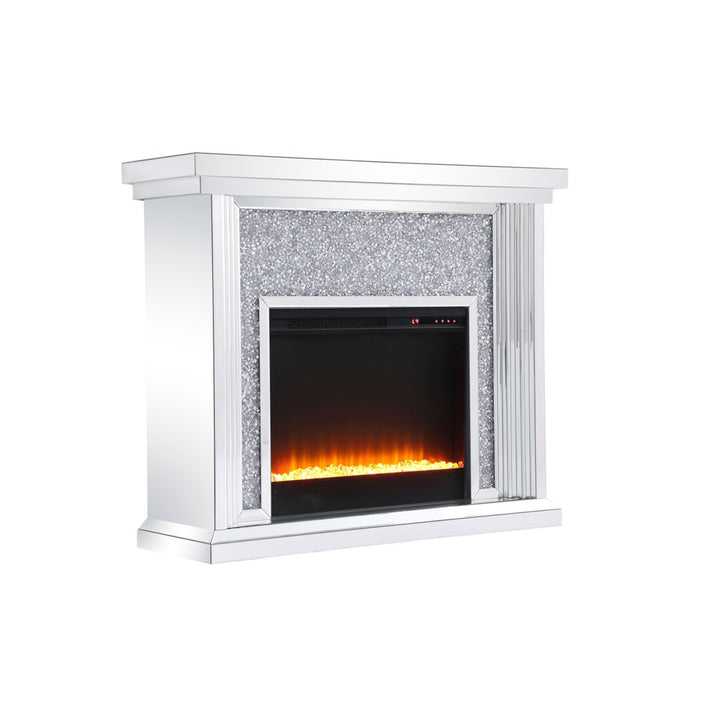 47.5 In. Crystal Mirrored Mantle With Crystal Insert Fireplace - View 4 - Joshua Marshal